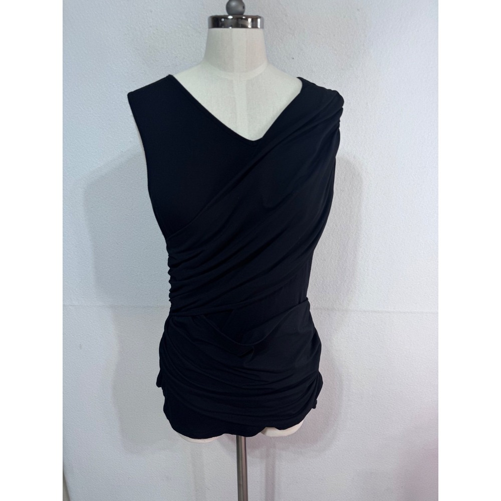 Cabi M Black Tank Top Women's Ruched Drape Sleeveless - Picture 4 of 9